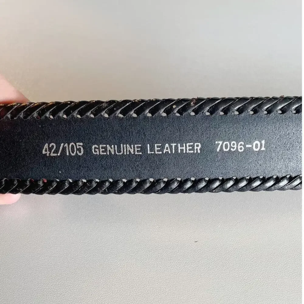 Genuine Black Leather Belt | Concho Buckle | Size 42